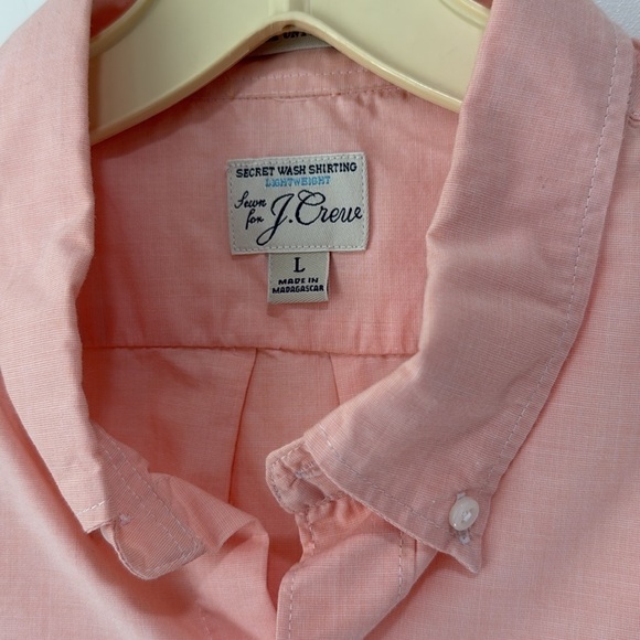 J. Crew Secret Wash Warm Pink Cotton Poplin Button Down Dress Shirt Size Large - Picture 3 of 10